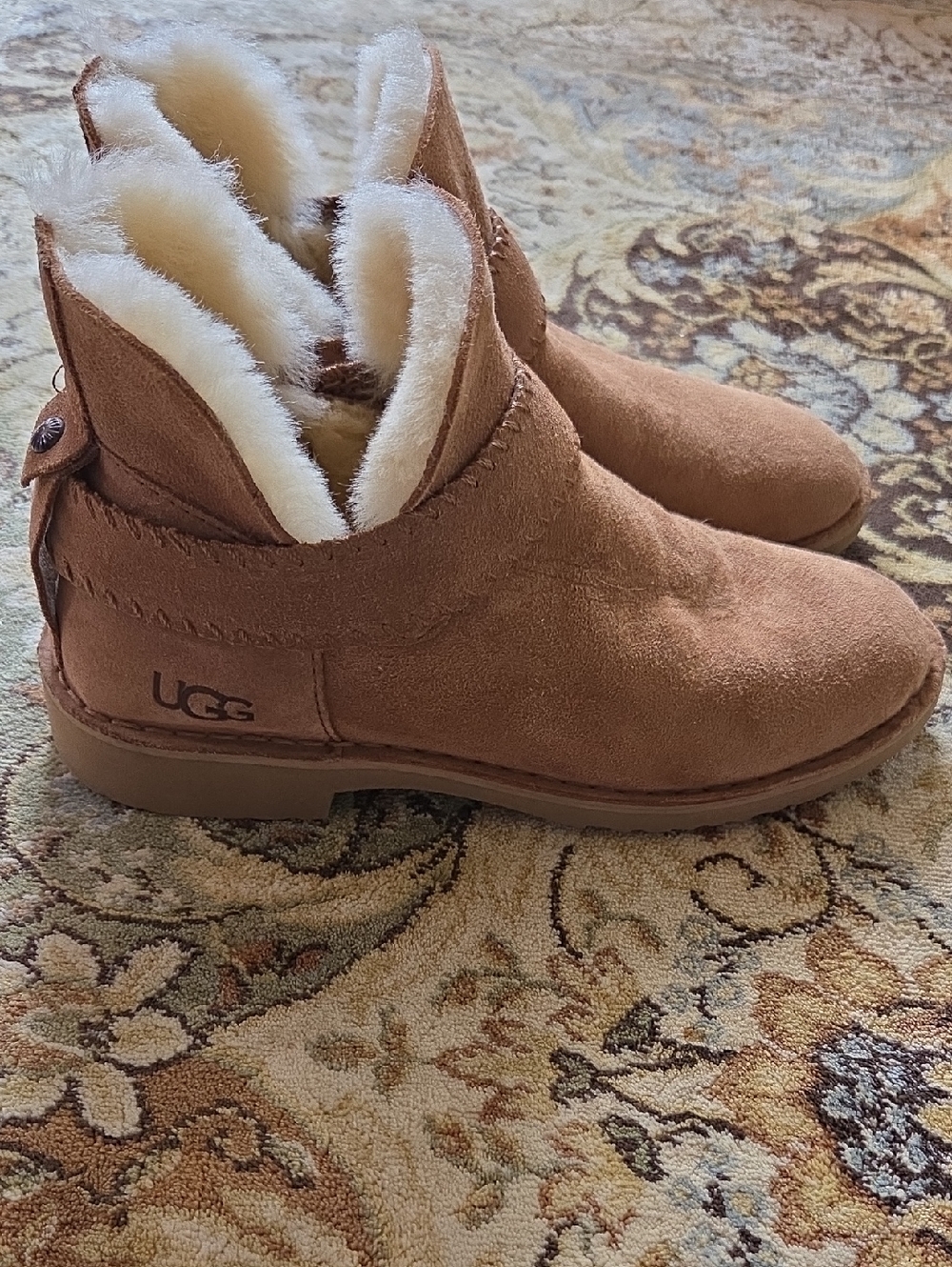 UGG McKay Chestnut Suede Mini Boot with Shearling